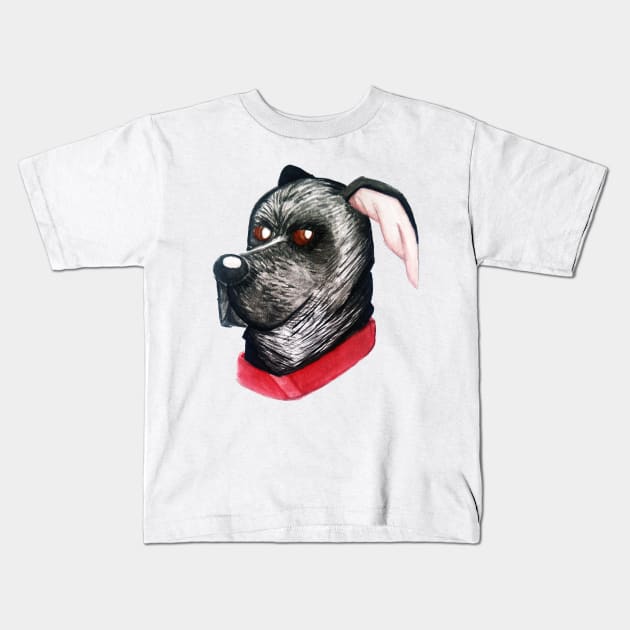 Watercolor Black Dog Kids T-Shirt by Tooniefied